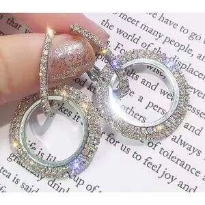 Earrings Crystal Round Silvery plated fashion Earrings